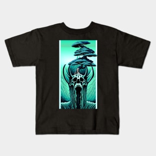 Skeleton With Bonsai Tree Growing Out Of Its Head Kids T-Shirt